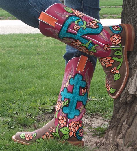 painted cowgirl|painted cowboy boots.